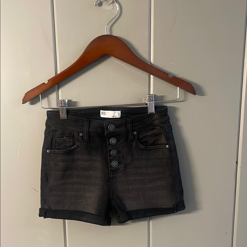 Girl's RSQ Black Button-Up High Rise Cuff Denim Short